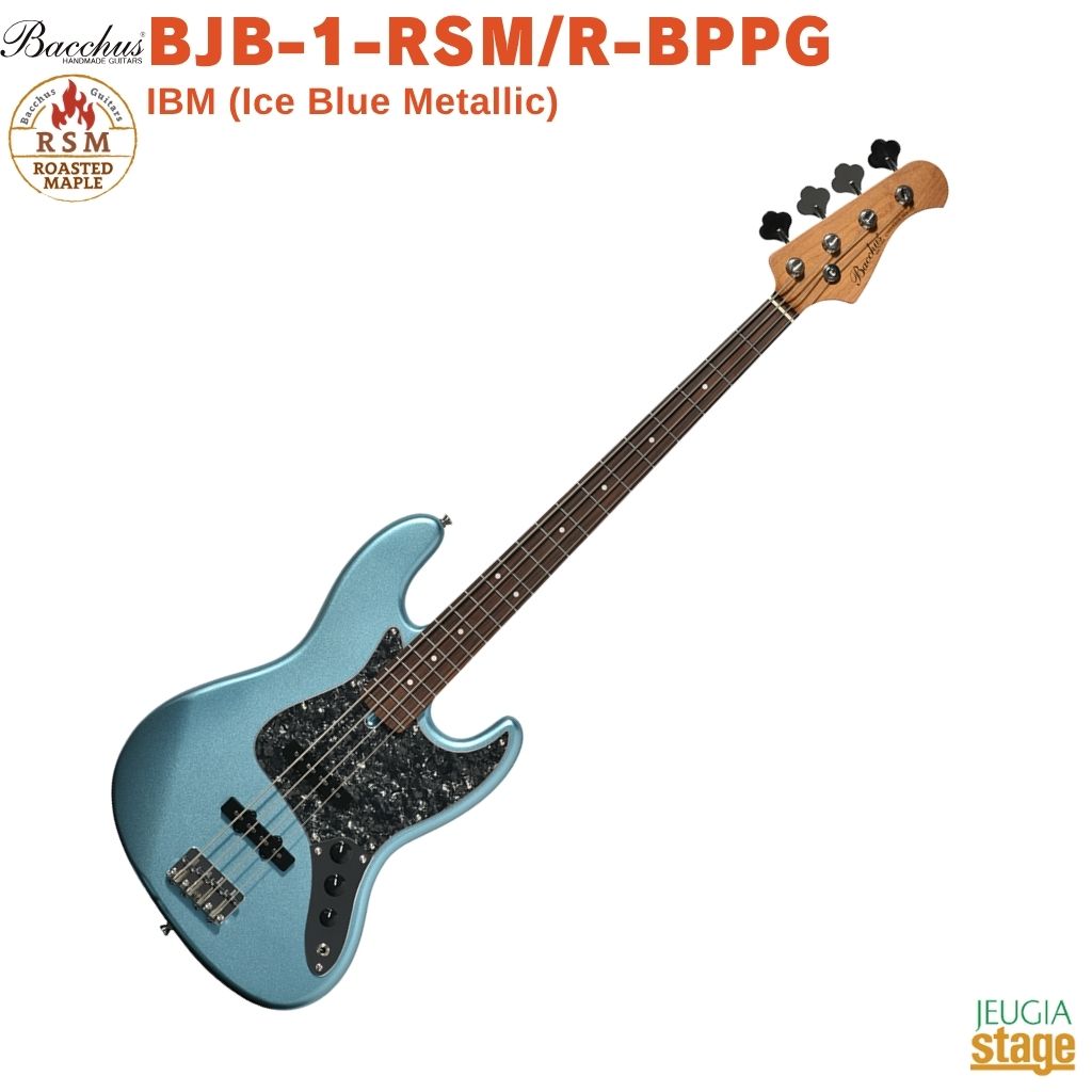 Bacchus BJB-1-RSM/R-BPPG IBM (Ice Blue Metallic)Universe Seriesバッカス エレキベース ユニバースシリーズ ローステッドメイプル ブラックパールピックガード アイスブルーメタリック【Stage- Bass】青 Black Pearl ジャズベース ジャズべ|京都 JEUGIA(ジュージヤ 楽器)