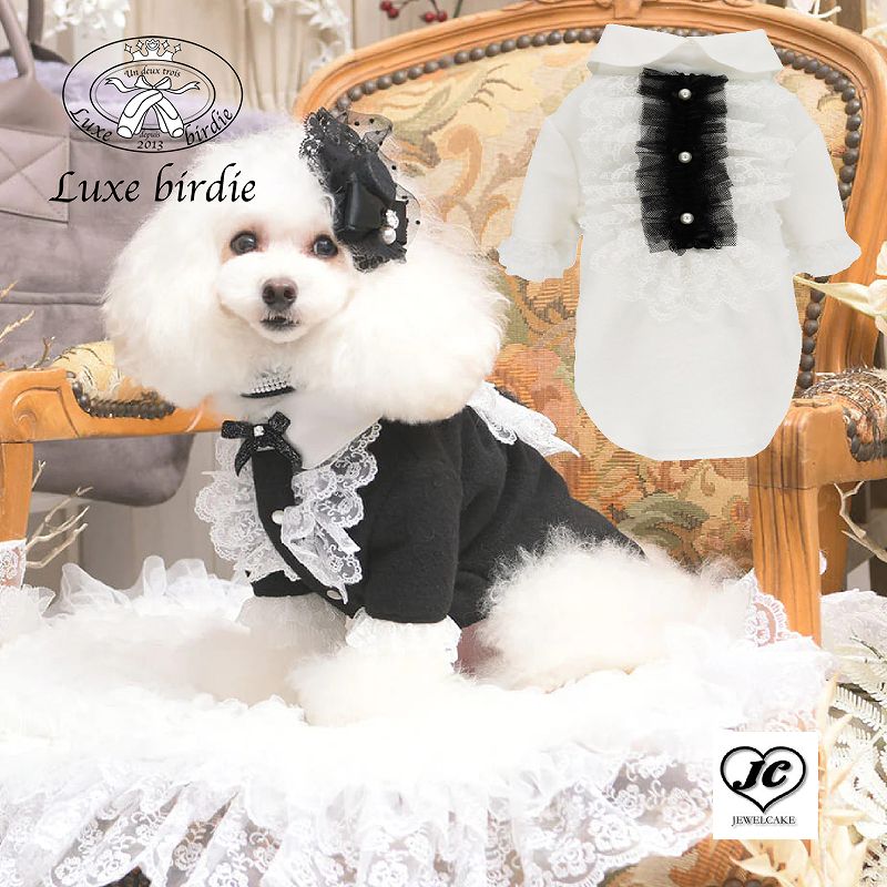 [サイズ:SS/S/M/L] ファボリタンク　LUXEBIRDIE　リュクスバーディ　起毛素材　シャツ　タンク　フリル　リボンネクタイ　犬　犬用品　犬服　ドッグウェア　小型犬　中型犬