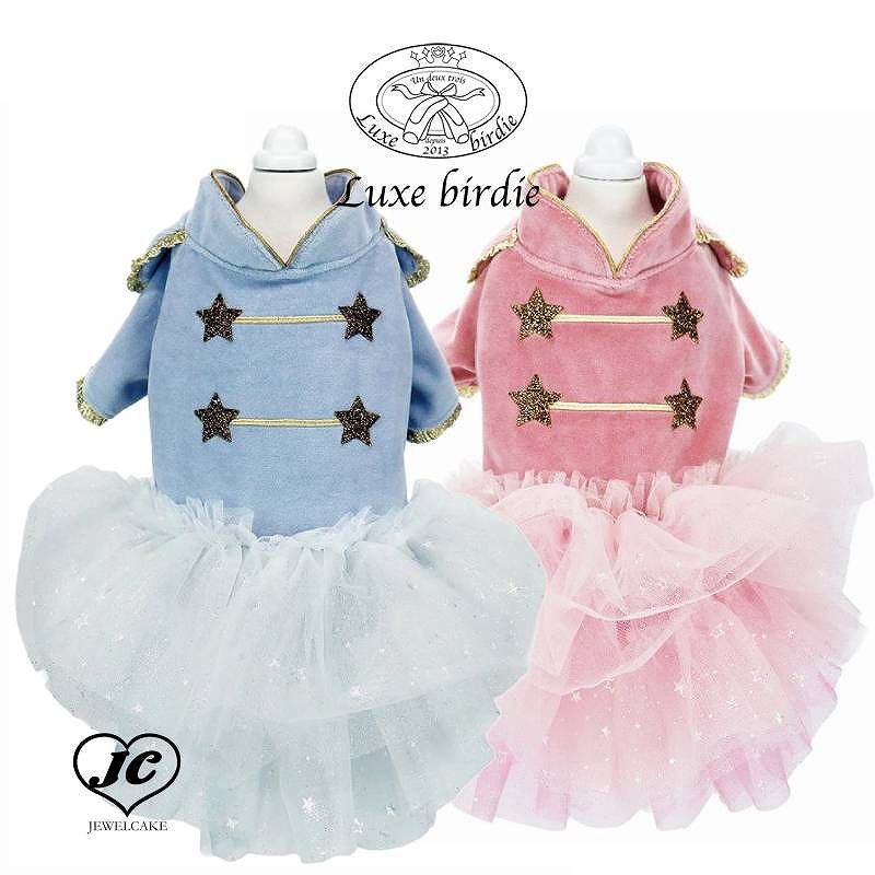[サイズ:SS/S/M/L] エトワールワンピース　LUXEBIRDIE 2007　リュクスバーディ　星のきらめき　チュール　フリル　ドレス　ミリタリー　グリッター　撮影会　ワンピース　犬　犬用品　犬服　ドッグウェア　小型犬　中型犬