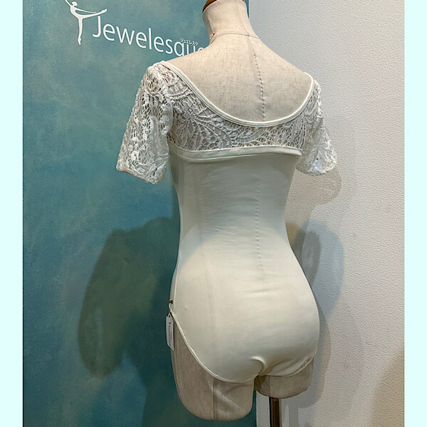 【楽天市場】95型レオタード・半袖★バレエレオタード★クリームxG0クリームレースJewelesqueオリジナル：バレエショップ ジュエレスク