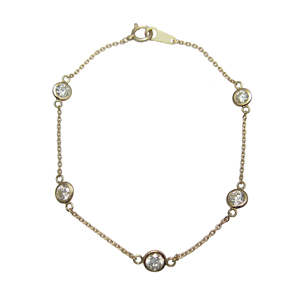 イエローゴールド ダイヤモンド ステーション ブレスレット｜Jewellery SHIBATA