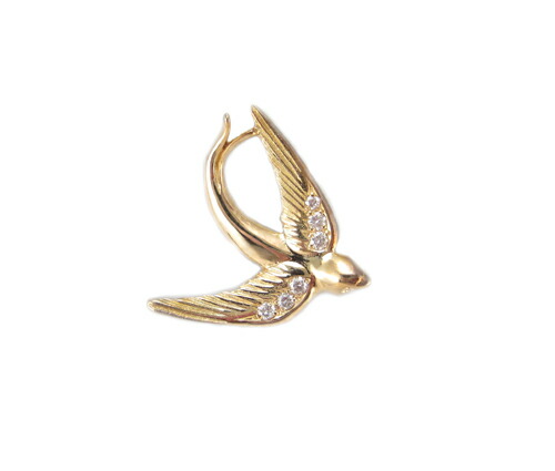 ツバメのタイニーピンブローチイエローゴールド製｜Jewellery SHIBATA