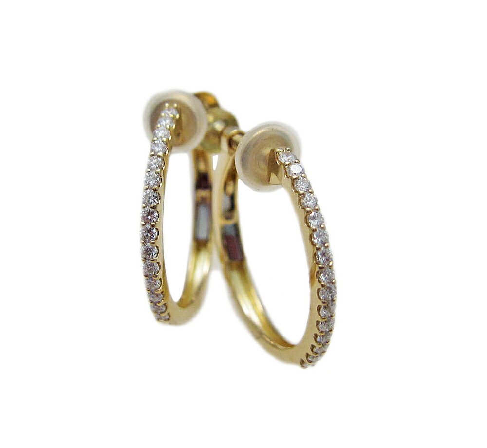 ダイヤモンド フープ イヤリング イエローゴールド製|Jewellery SHIBATA