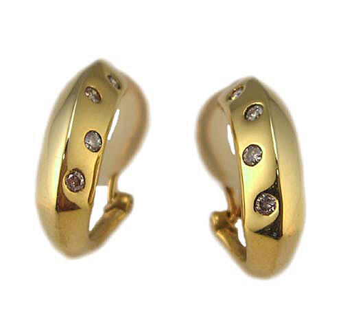 イエローゴールド ドット ダイヤモンド入り イヤリング ピアス|Jewellery SHIBATA