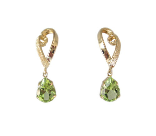 イエローゴールド ペリドット ペアシェイプ イヤリング｜Jewellery SHIBATA
