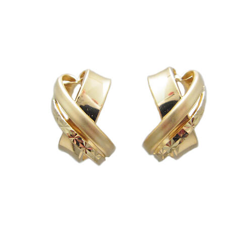 マットなイエローゴールド コンビネーション イヤリング|Jewellery SHIBATA