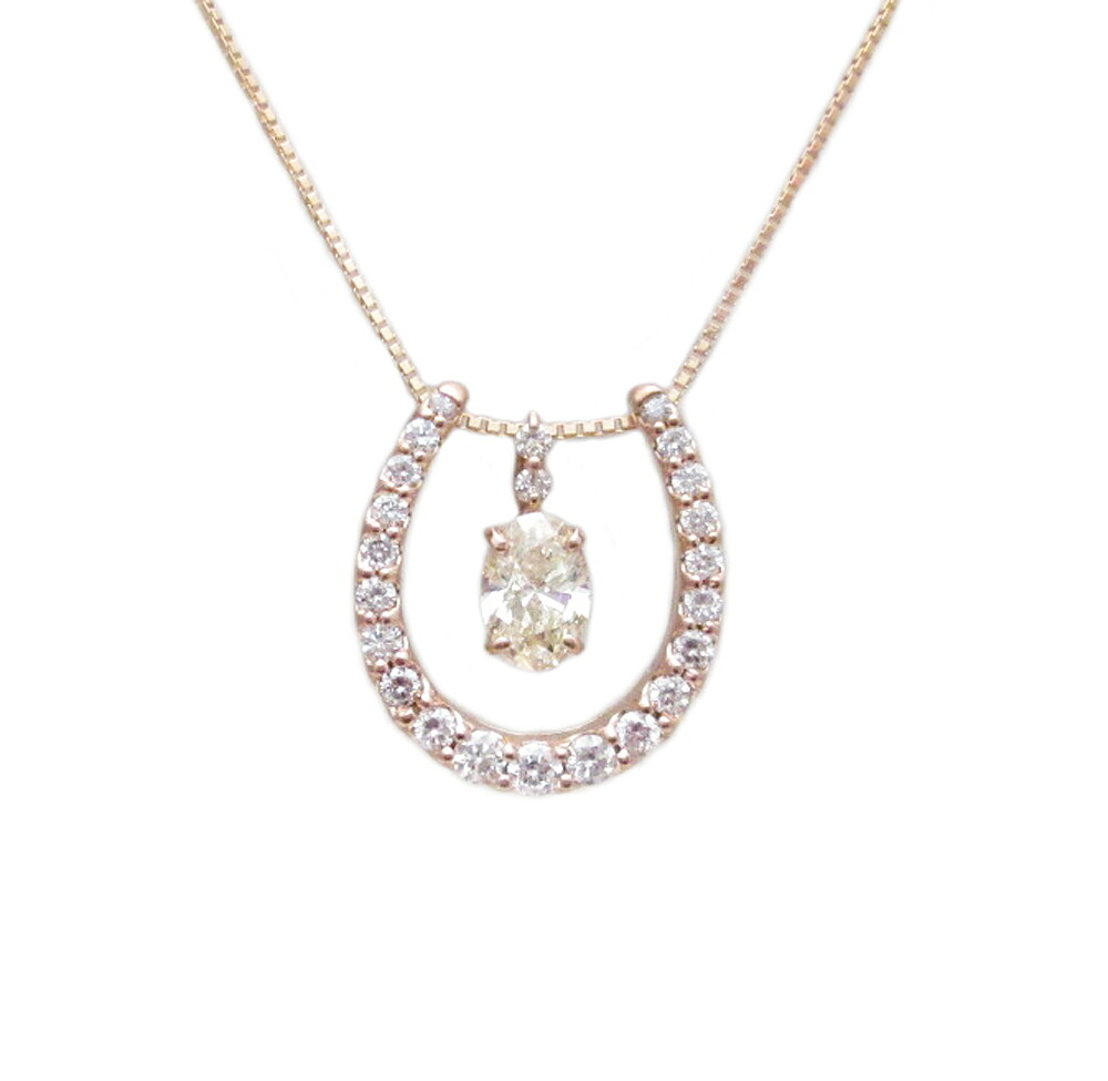 イエローゴールド ダイヤモンド入り 馬蹄 スリーウェイ ペンダント ネックレス｜Jewellery SHIBATA