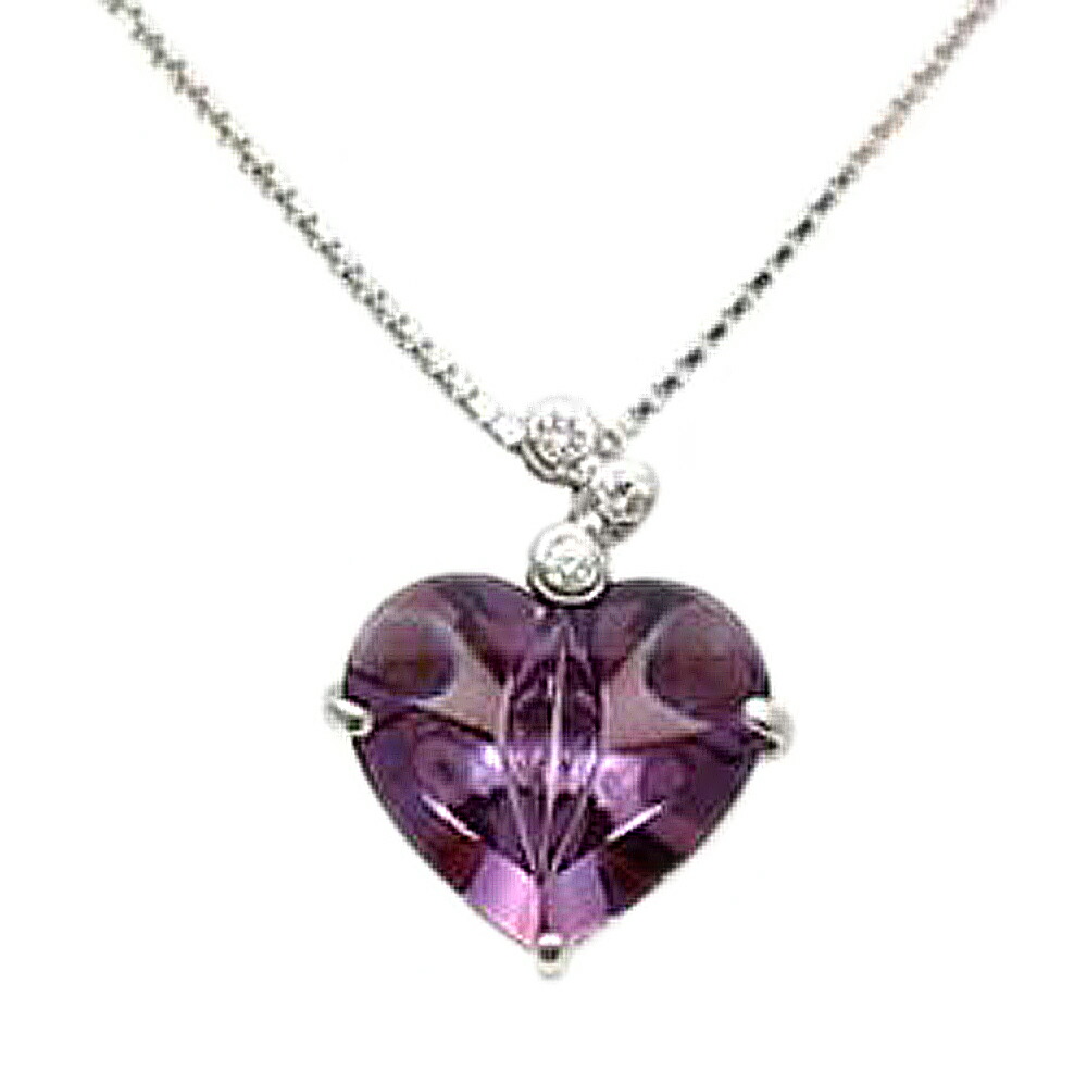 ホワイトゴールド ムーンシュタイナー ハート アメジスト ペンダント ネックレス｜Jewellery SHIBATA