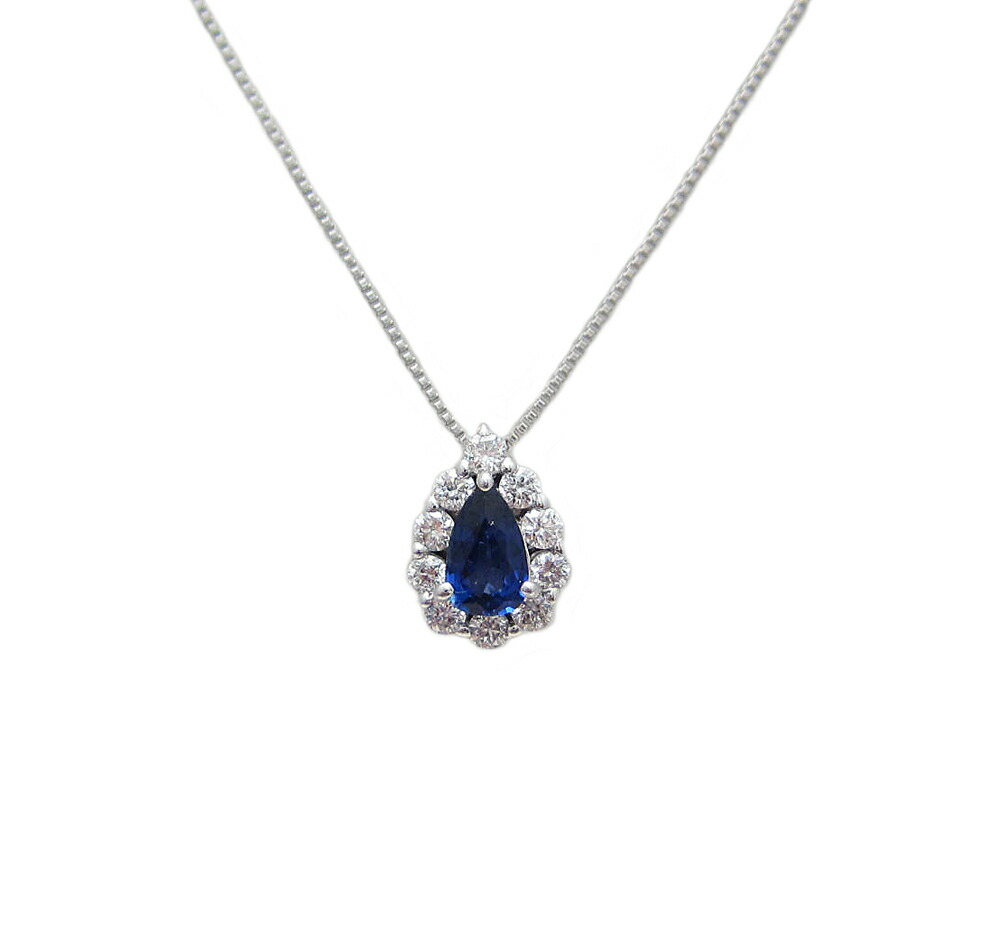 プラチナ ペアシェイプ サファイア ペンダント ネックレス|Jewellery SHIBATA