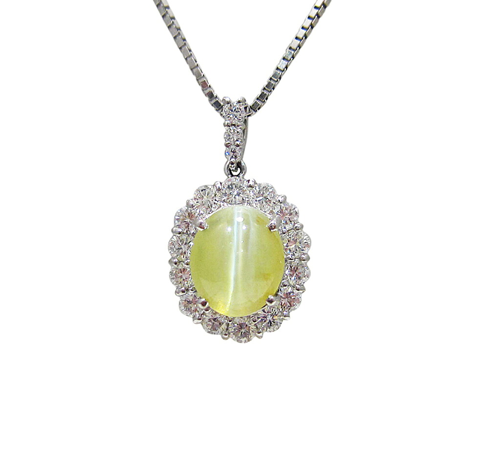 プラチナ クリソベリル キャッツアイ ペンダント ネックレス｜Jewellery SHIBATA
