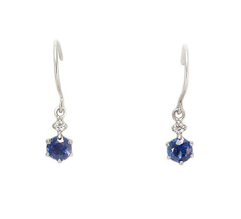 ゆれる サファイア プラチナ ピアス｜Jewellery SHIBATA
