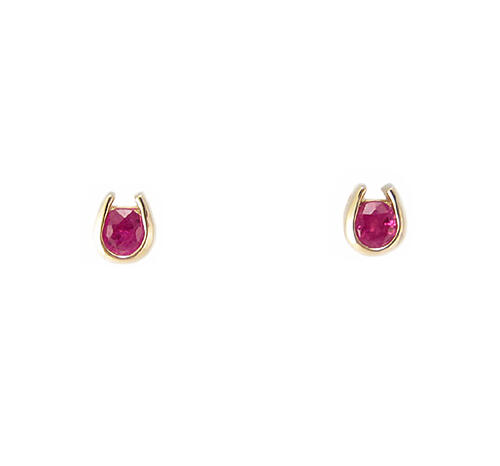 ルビー ピアス 馬蹄モチーフ イエローゴールド製|Jewellery SHIBATA
