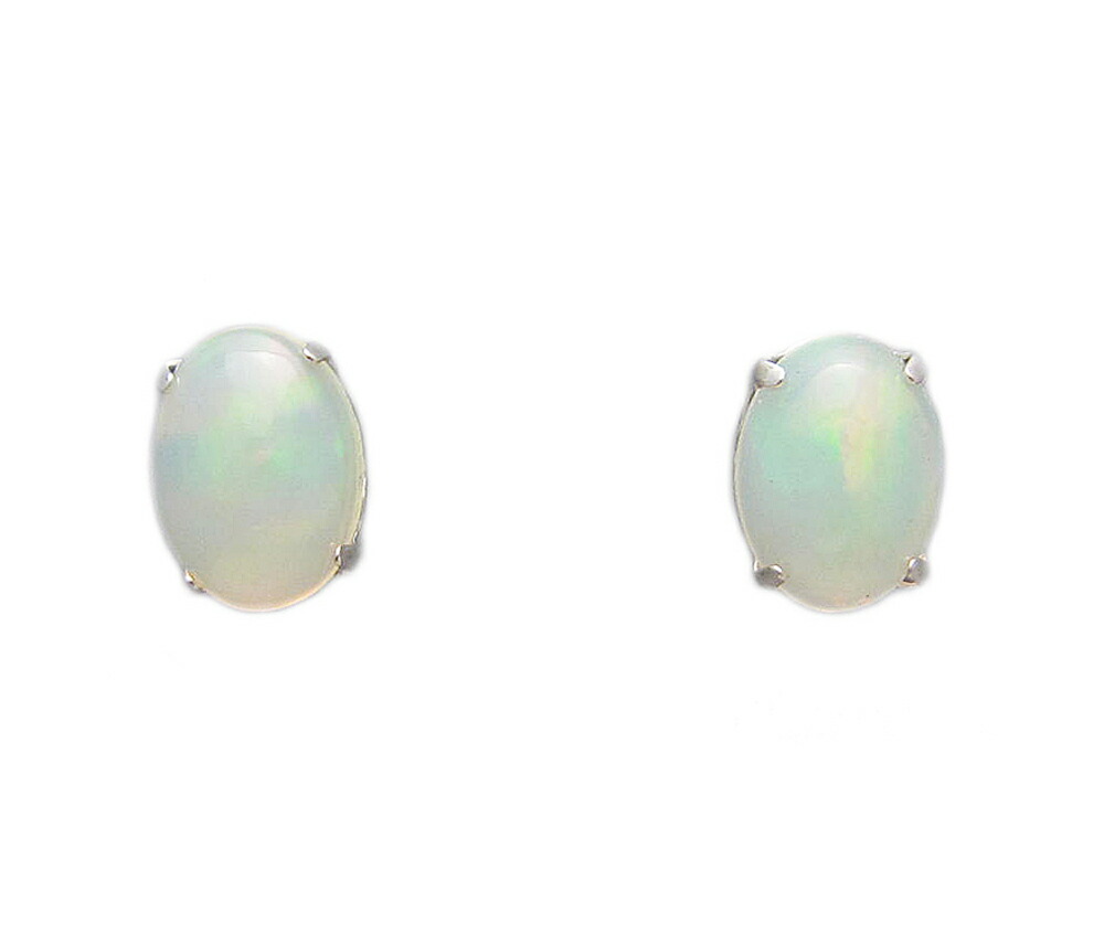 プラチナ オパール シンプル ピアス