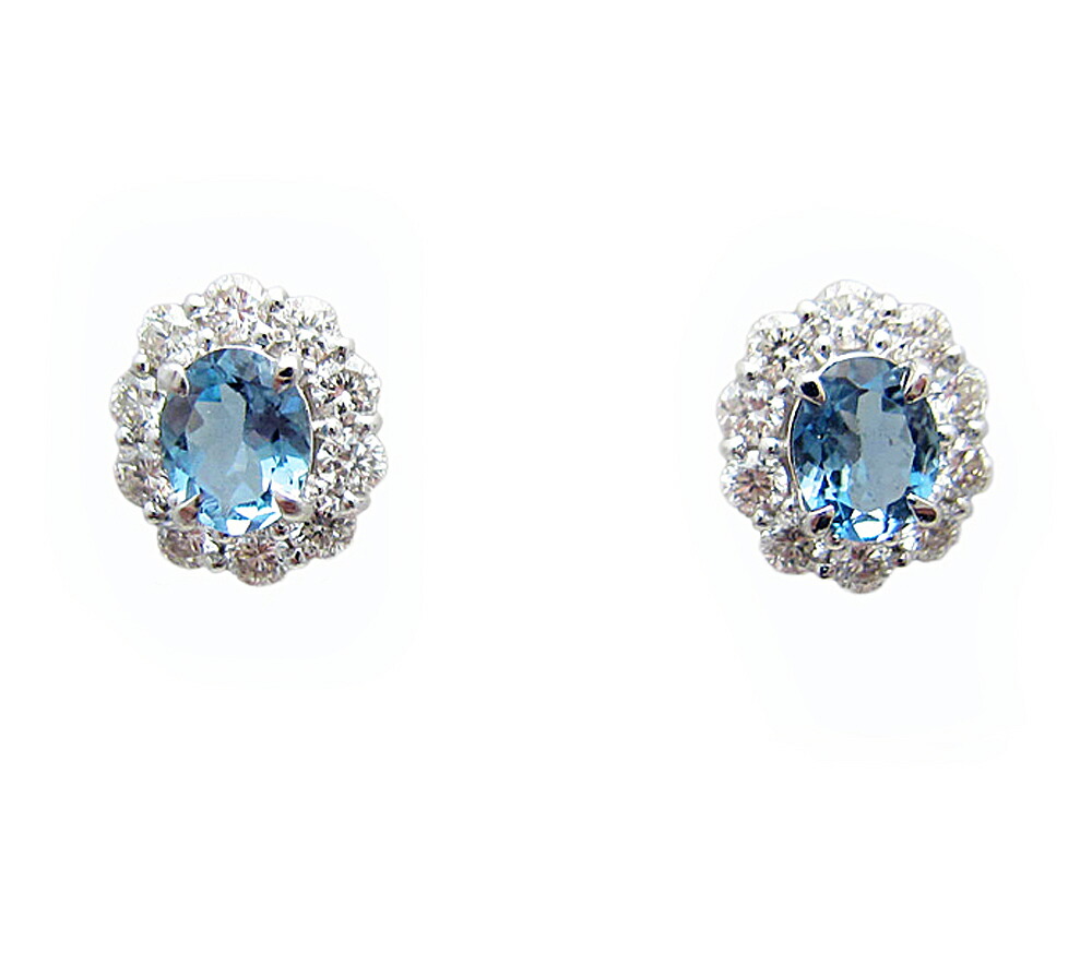 楽天市場】【限定2ペア】Pt900/K18YG アクアマリン & ダイヤモンド