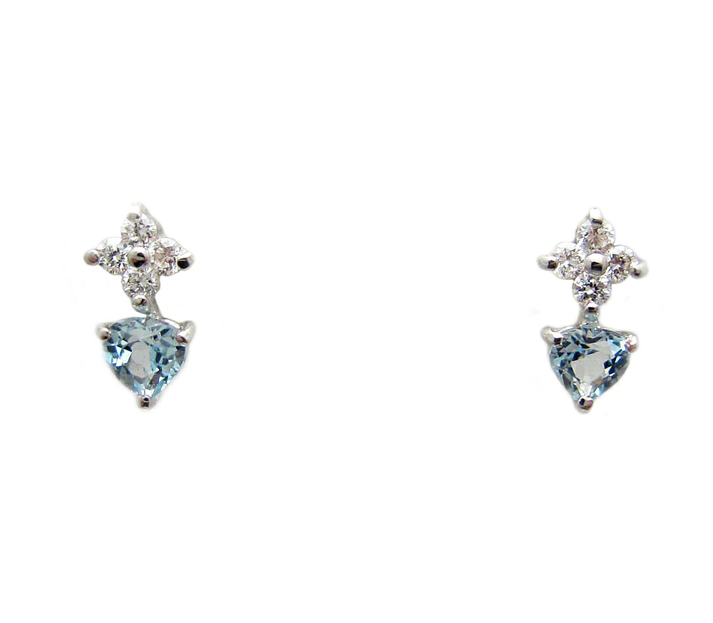 プラチナ ハート アクアマリン ピアス|Jewellery SHIBATA