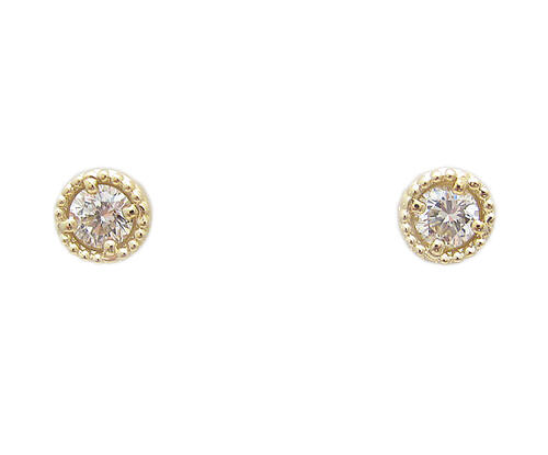 K18YG ダイヤモンド ミル打ち ピアス|Jewellery SHIBATA