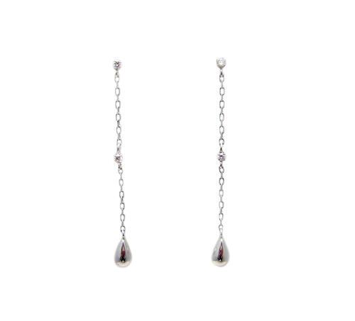 プラチナ ダイヤモンド ゆらゆら プックリ ドロップチャーム ピアス|Jewellery SHIBATA