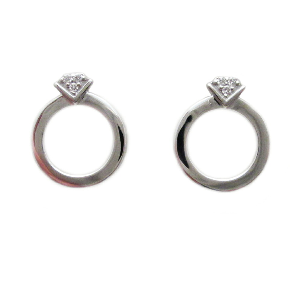 プラチナ エンゲージリング モチーフ ダイヤモンド ピアス｜Jewellery SHIBATA