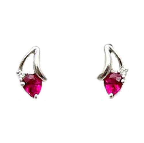 ホワイトゴールド ペアシェイプカット ルビー ピアス｜Jewellery SHIBATA