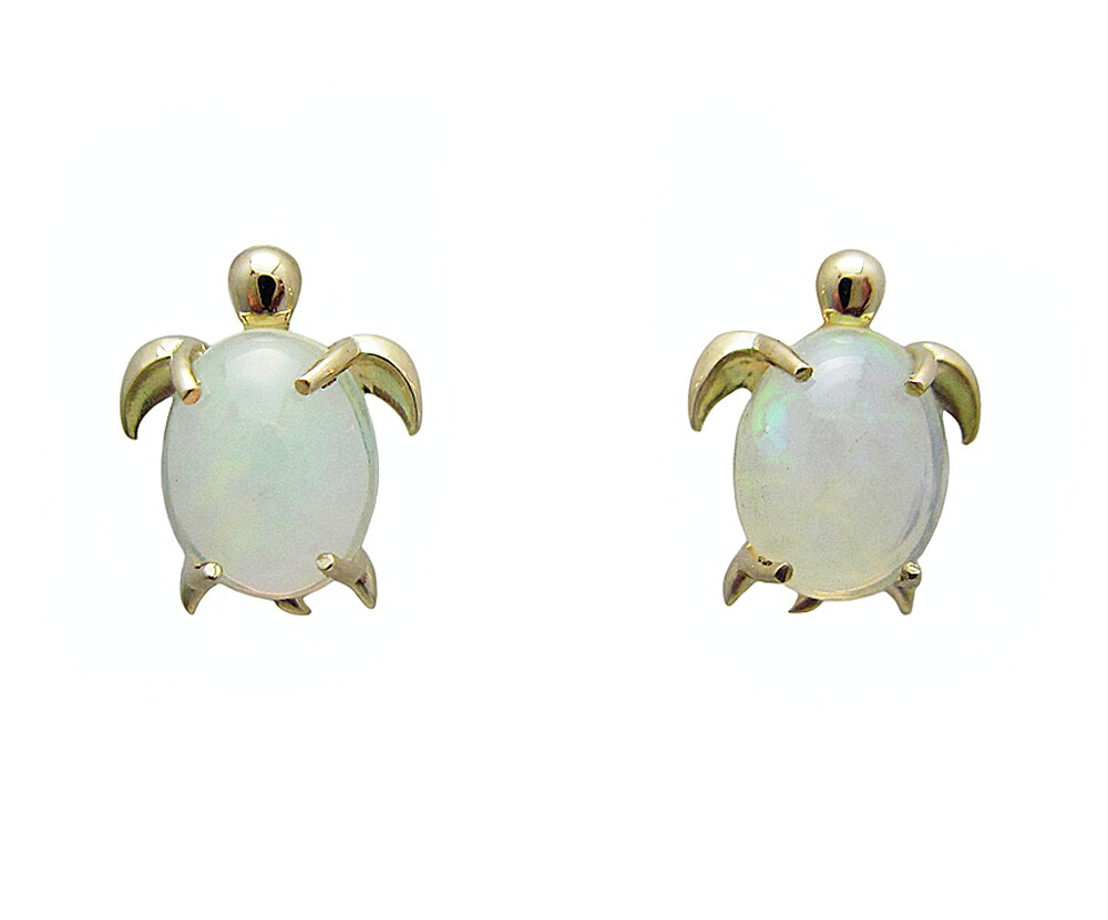 オパール カメモチーフ ピアス イエローゴールド製｜Jewellery SHIBATA