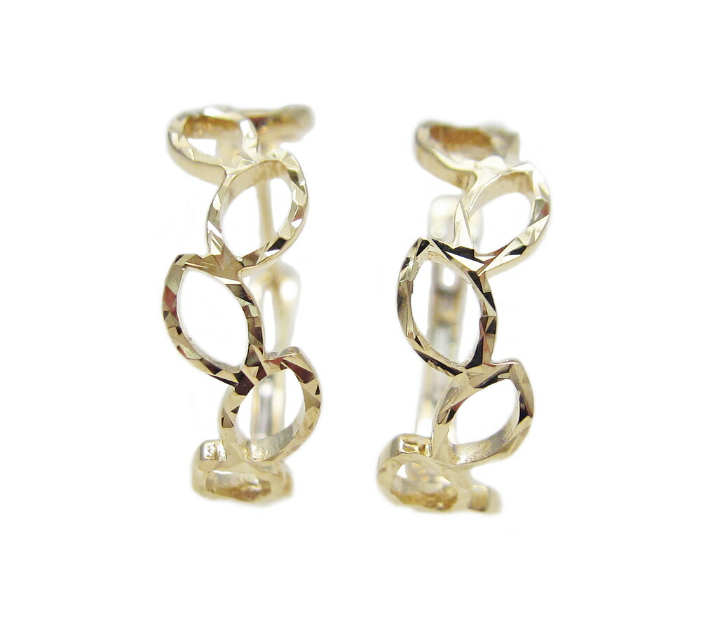 イエローゴールド デザイン フープ 中折れ ピアス｜Jewellery SHIBATA
