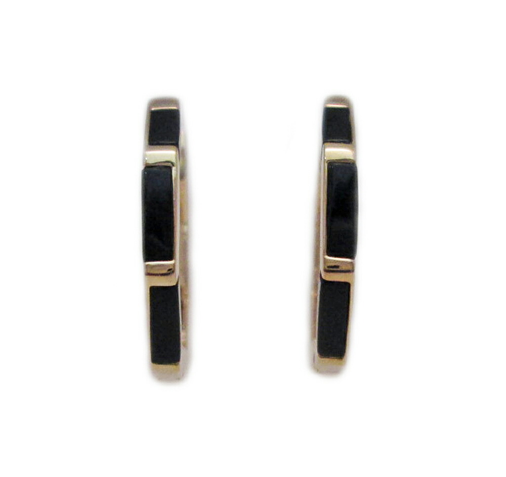 イエローゴールド オニキス 八角 中折れ ピアス｜Jewellery SHIBATA