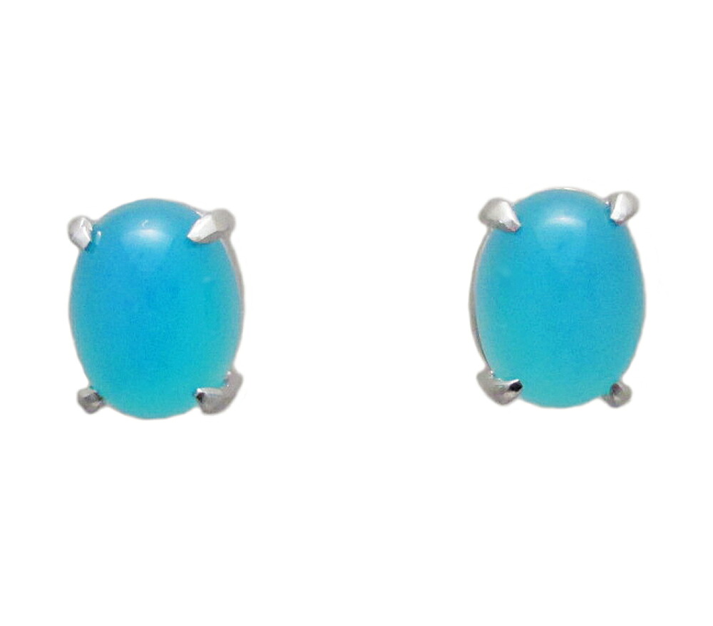 K18WG シーブルーカルセドニー オーバル ピアス｜Jewellery SHIBATA 52,800円