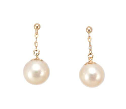 ピンクゴールド 揺れる パール ピアス|Jewellery SHIBATA