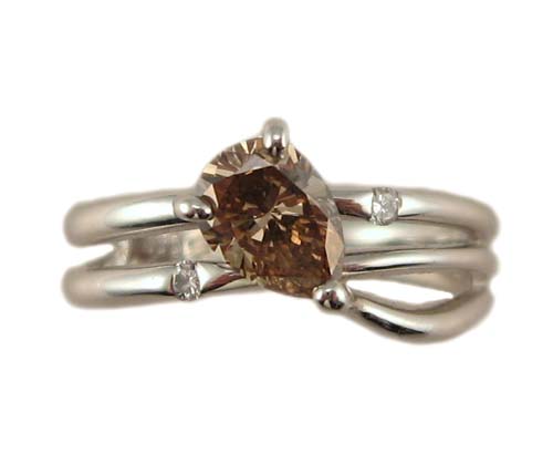 ペアシェイプ ブラウンダイヤモンド リング プラチナ製｜Jewellery SHIBATA