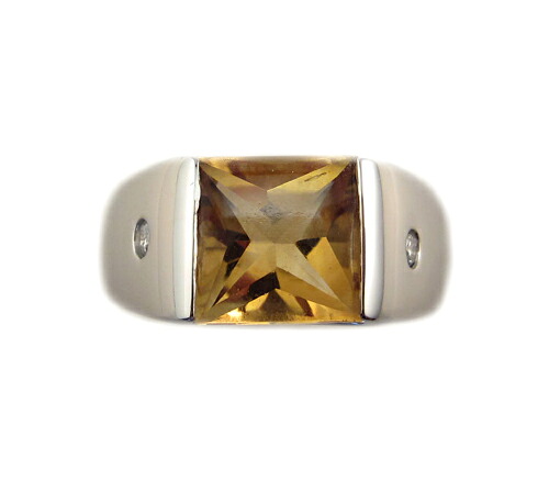 プラチナ シトリン スクエア リング｜Jewellery SHIBATA 137,500円