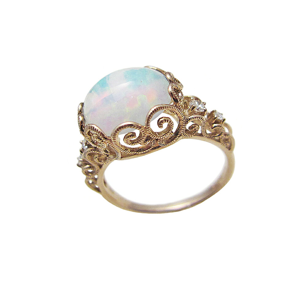 エチオピア オパール デザイン リング ピンクゴールド製｜Jewellery SHIBATA