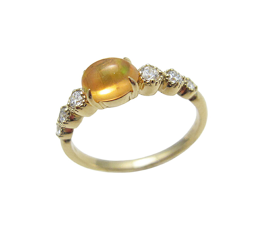イエローゴールド メキシコオパール デザイン リング｜Jewellery SHIBATA