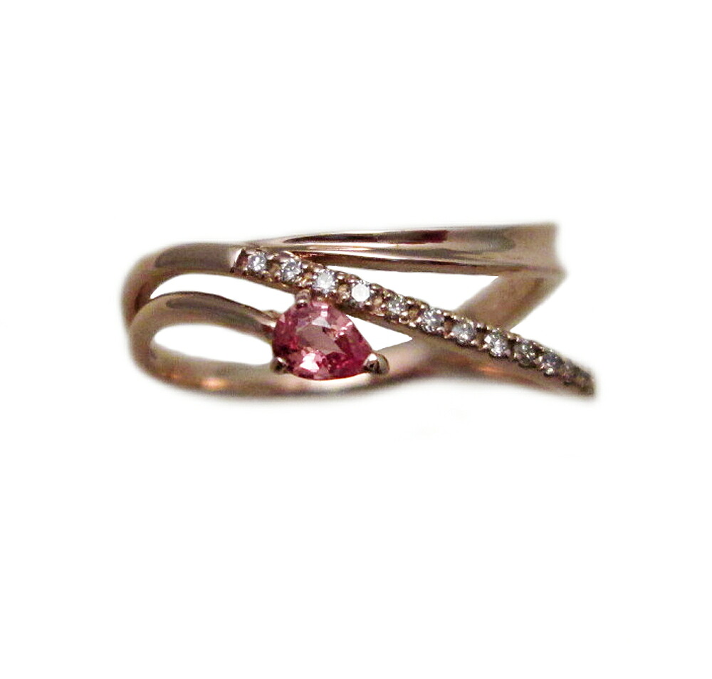 ピンクゴールド パパラチア サファイア ペアシェイプ リング｜Jewellery SHIBATA
