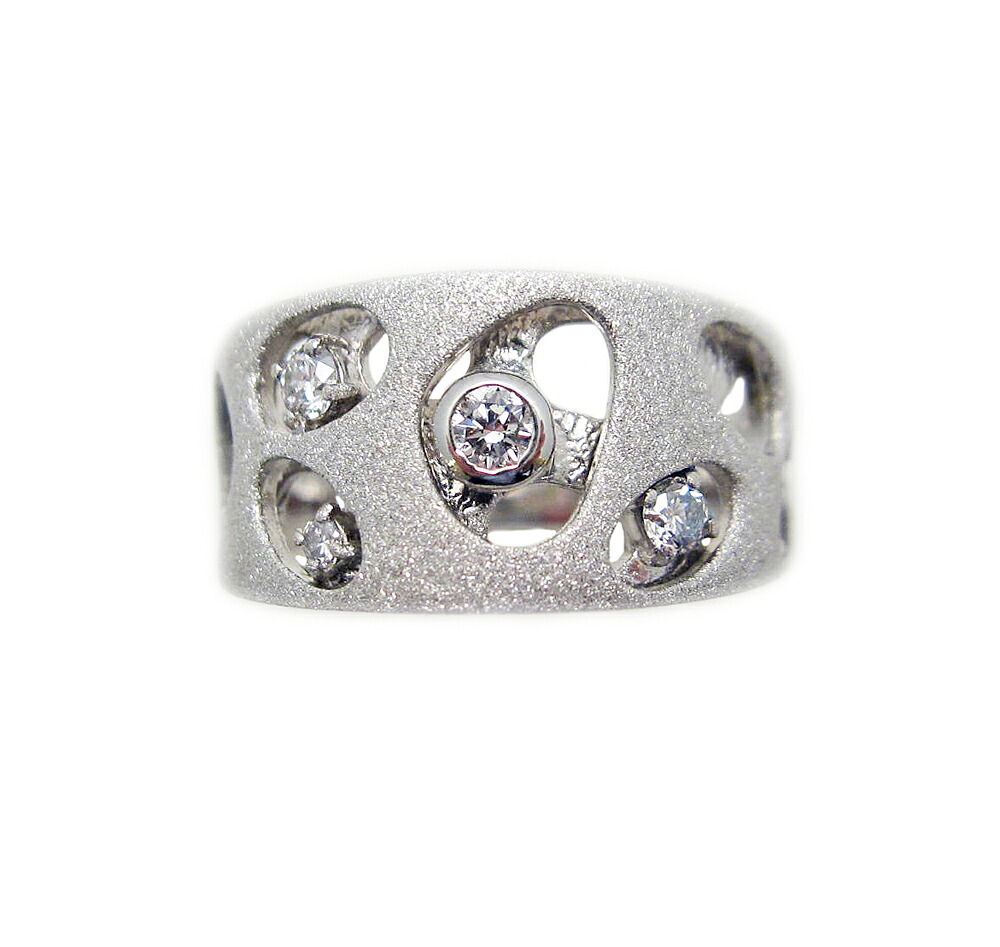 プラチナ ダイヤモンド マットブラスター デザイン リング｜Jewellery SHIBATA