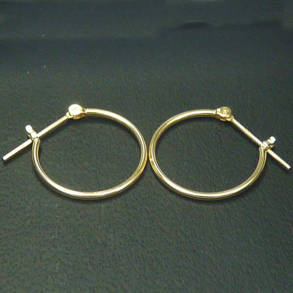 (2個ペア) K18 18金 k18ピアス イエローゴールドピアス レディース 定番 フープピアス 1mm×15mm　フープピアス 18k