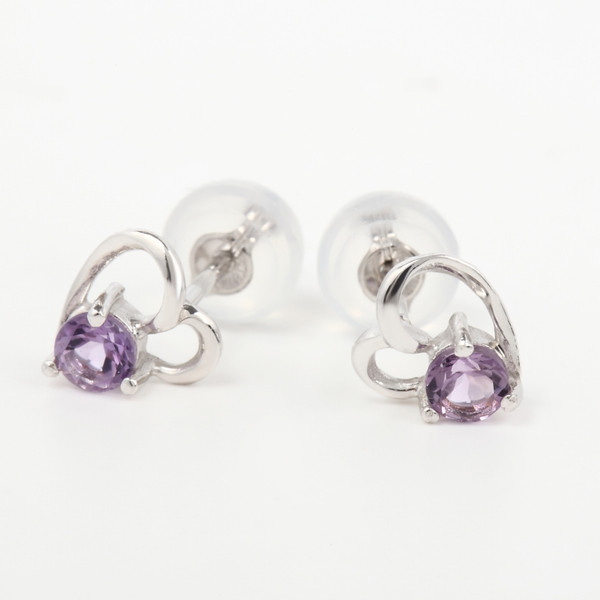 楽天市場】【送料無料】K18WG天然アメシストハートチェーンピアス