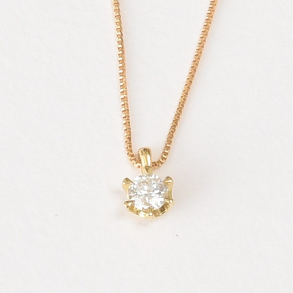 K18YG　18金　0.1ct　一粒ダイヤ　ダイヤモンドネックレス