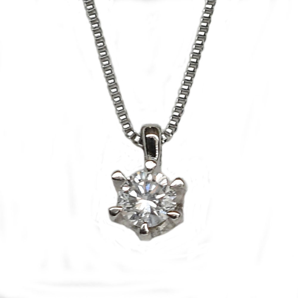 プラチナ900　 0.1ct 一粒ダイヤ　ダイヤモンドネックレス　ベネチアンチェーン