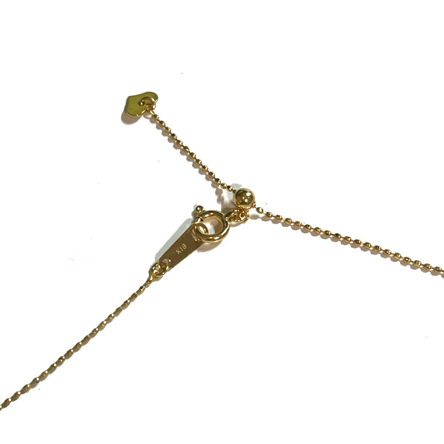 K18YG　18金イエローゴールドイエローゴールド　ボールチェーン ネックレス K18　0.8ｍｍ 45cm （無段階の長さ調整 スライド式アジャスター）