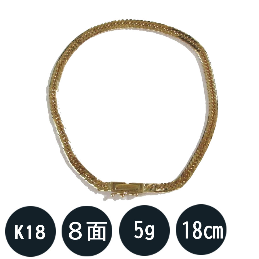 楽天市場】K18 喜平アンクレット 18金 八面トリプル（6ｇ-23cm）中留 