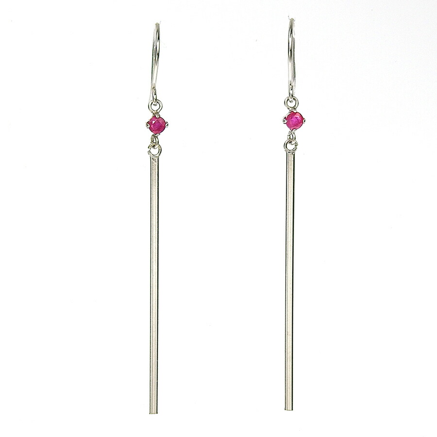デザインピアス K10WG 10金 ホワイトゴールド ルビー フックピアス アクセサリー