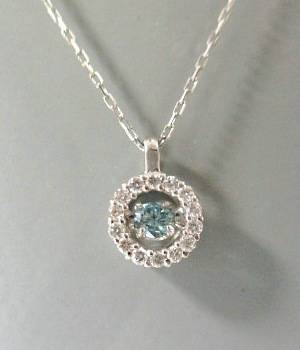 Pt ブルーダイヤモンド0.050ct/ダイヤモンド0.050ct ネックレス|宝石のエンジェル