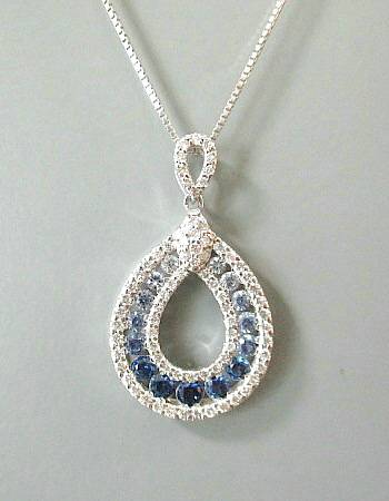 K18WG サファイヤ0.600ct/ダイヤモンド0.430ct ネックレス｜宝石のエンジェル