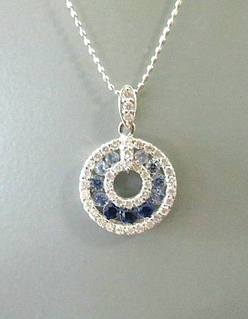 K18WG サファイヤ0.340ct/ダイヤモンド0.280ct ネックレス