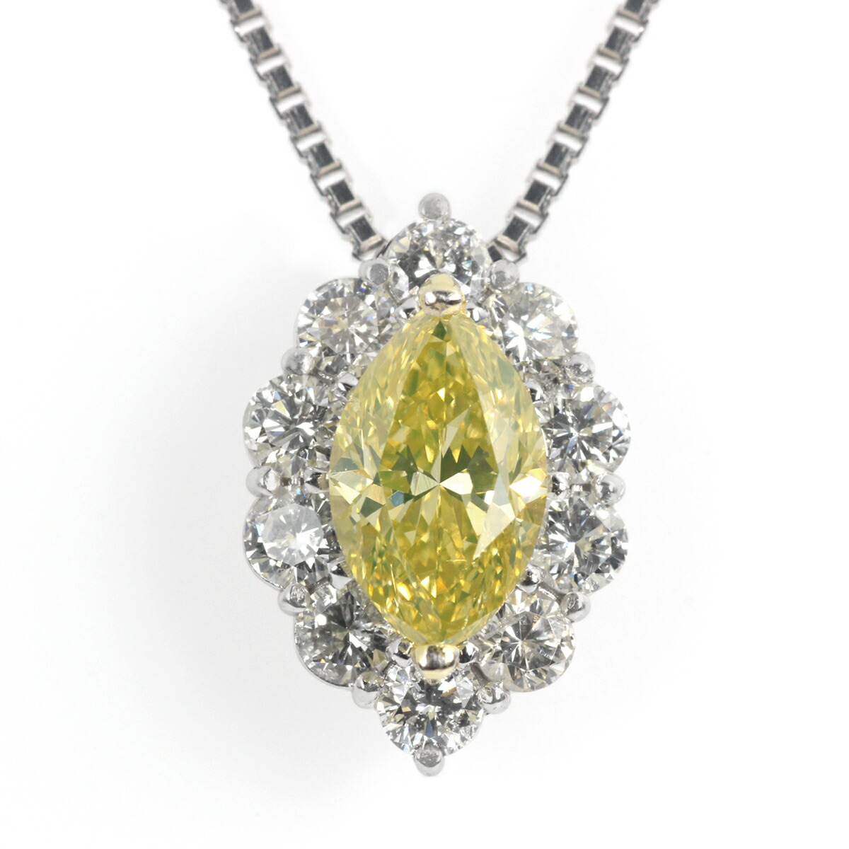 プラチナ イエローダイヤネックレス Crossfor NewYork 0.7ct イエロー ダイヤモンド オーバル