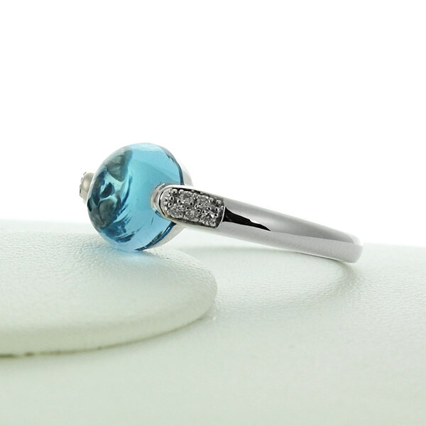 ブルートパーズ ダイヤモンド リング K18 ホワイトゴールド 2.8ct 球体 スイスブルートパーズ 鑑別書付 保証書付 インポート 普段使い デイリー ギフト プレゼント 誕生石 11月｜ダイヤモンドホールセール Luxy 108,900円