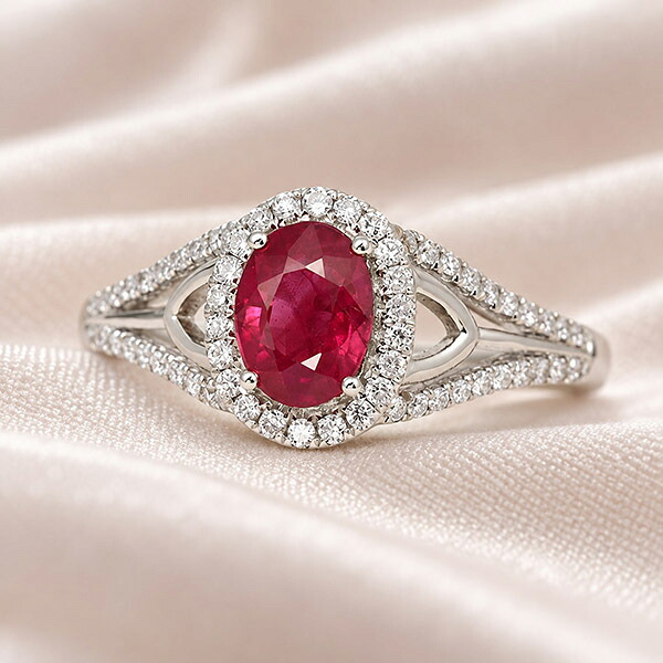 ルビー ダイヤモンド リング K18 ホワイトゴールド ルビー 1.0ct 取り巻き 鑑別書付 保証書付 インポート ギフト プレゼント 誕生石 7月｜ダイヤモンドホールセール Luxy
