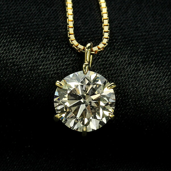 1カラット ダイヤモンド ネックレス 一粒 1.0ct K18 イエローゴールド 6本爪 シンプル 定番 鑑別書付 保証書付 普段使い デイリー ギフト プレゼント 記念日 誕生石 4月 母の日