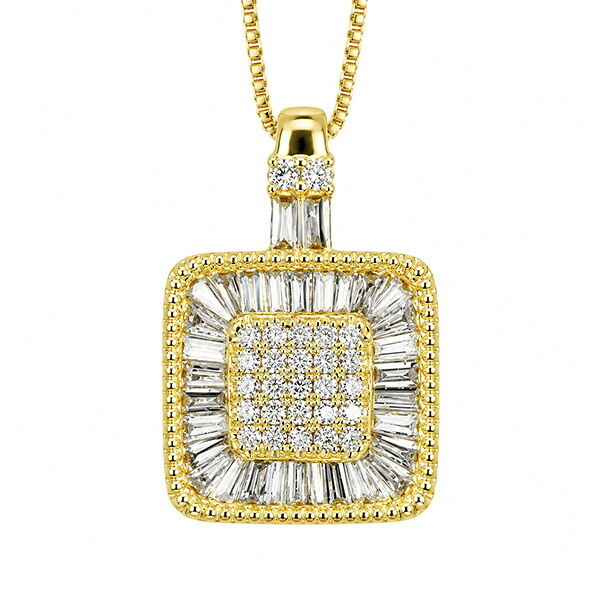 ダイヤモンド ネックレス 0.5ct K18 イエローゴールド テーパー ダイヤモンド 取り巻き スクエア 鑑別書付 保証書付 インポート ギフト プレゼント 記念日 誕生石｜ダイヤモンドホールセール Luxy 149,000円