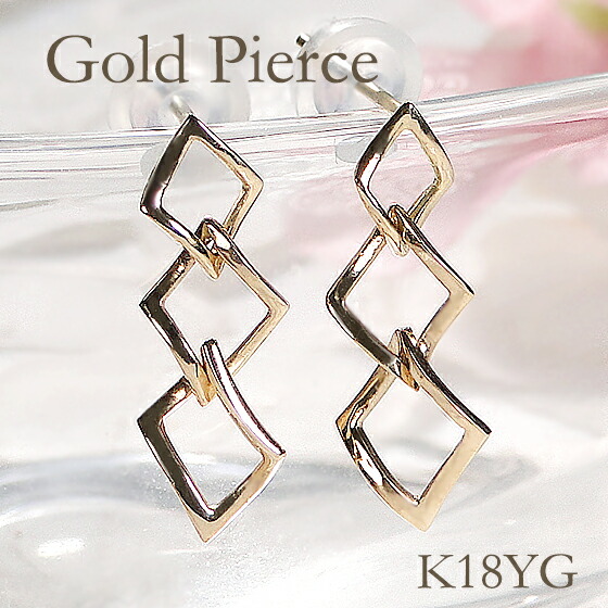 楽天市場】K18YG ダイヤモンド ひし形 ピアス【0.10ct】【送料